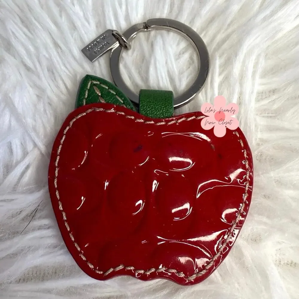 COACH y2k Apple Patent Leather Photo Frame Bag Charm Key Fob
